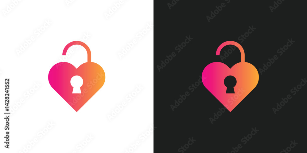 Fototapeta premium Secret Love Key Heart Security Logo Design