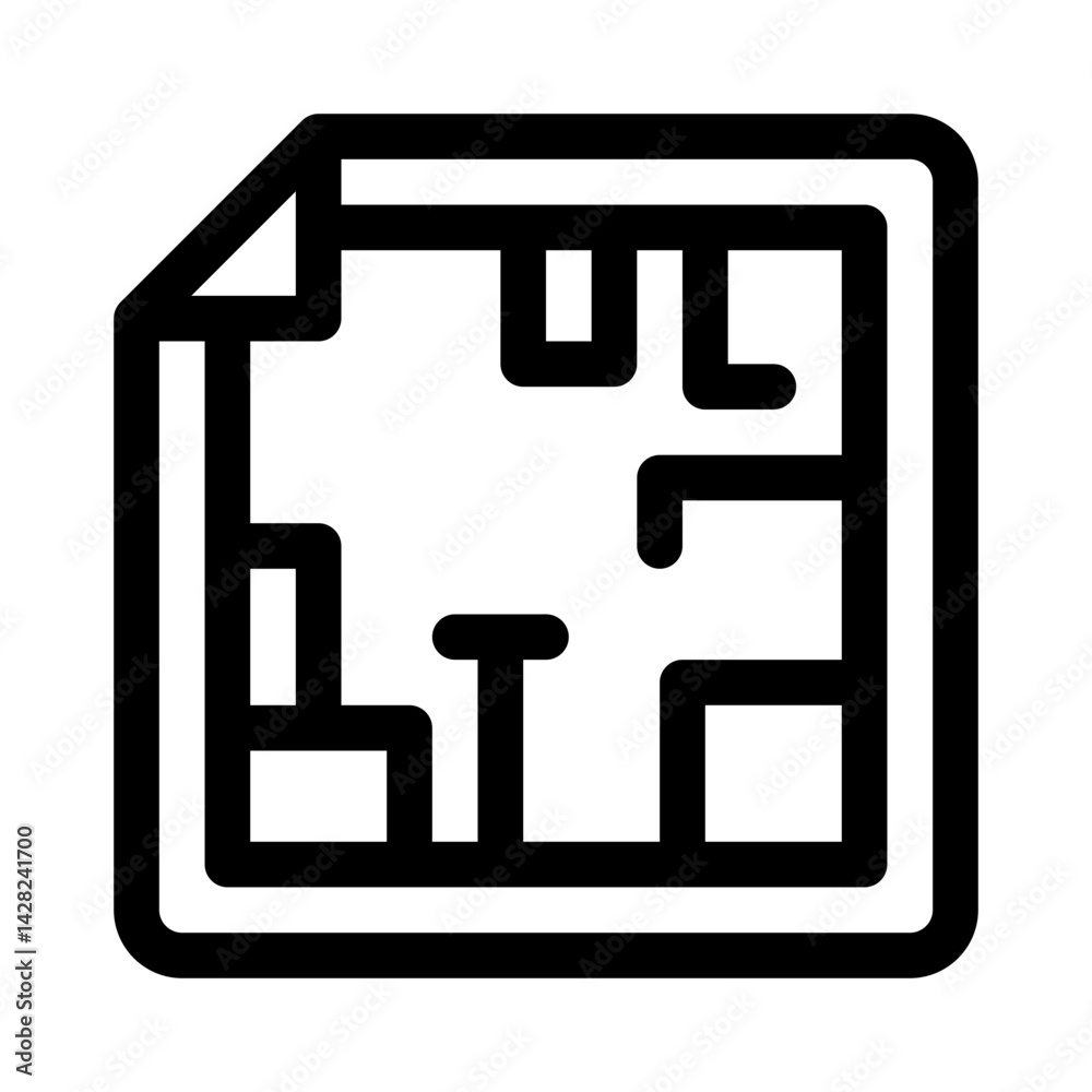 Blueprint with Ruler line icon Blueprint with Ruler line icon