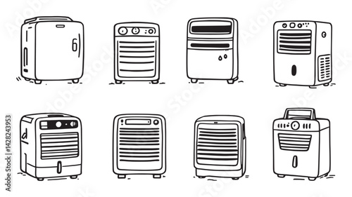 Dehumidifier line art illustration elegant design for home comfort
