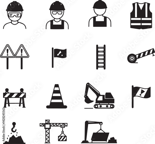 work safety icon pack black