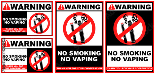 Set Collections warning no smoking sign template. no vaping symbol design vector illustration