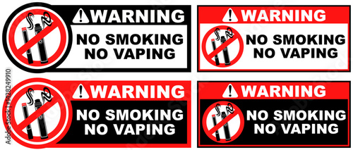 Set warning no smoking no vaping public sign design vector illustration