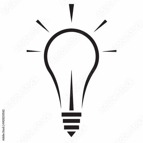 Black and white lightbulb idea icon symbol sign vector illustration