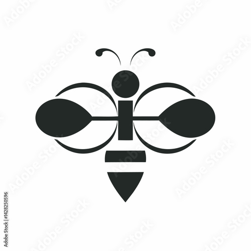 Minimalist black and white bee logo design simple insect graphic
