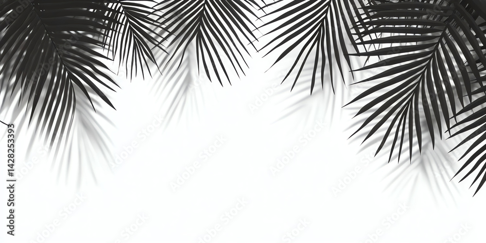 Fototapeta premium Palm Leaf Shadows on White Background Tropical Summer Design