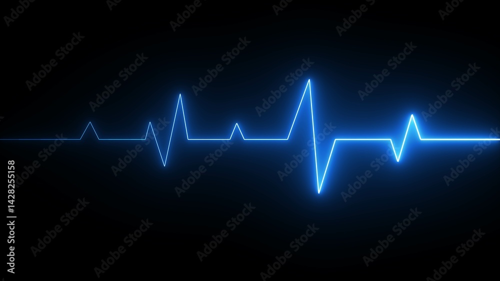 Neon heart pulse illustration. Heartbeat pulse electrocardiogram rhythm. Neon heart pulse illustration. Heartbeat pulse electrocardiogram rhythm.