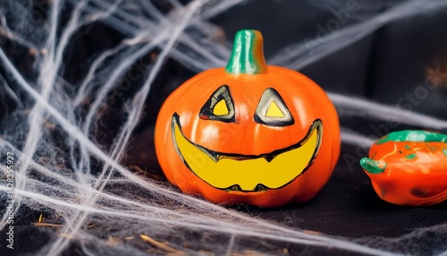 Decoración de Halloween con caras tenebrosas.