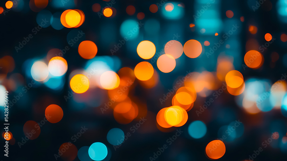 Obraz premium city blurring lights abstract circular bokeh on blue background