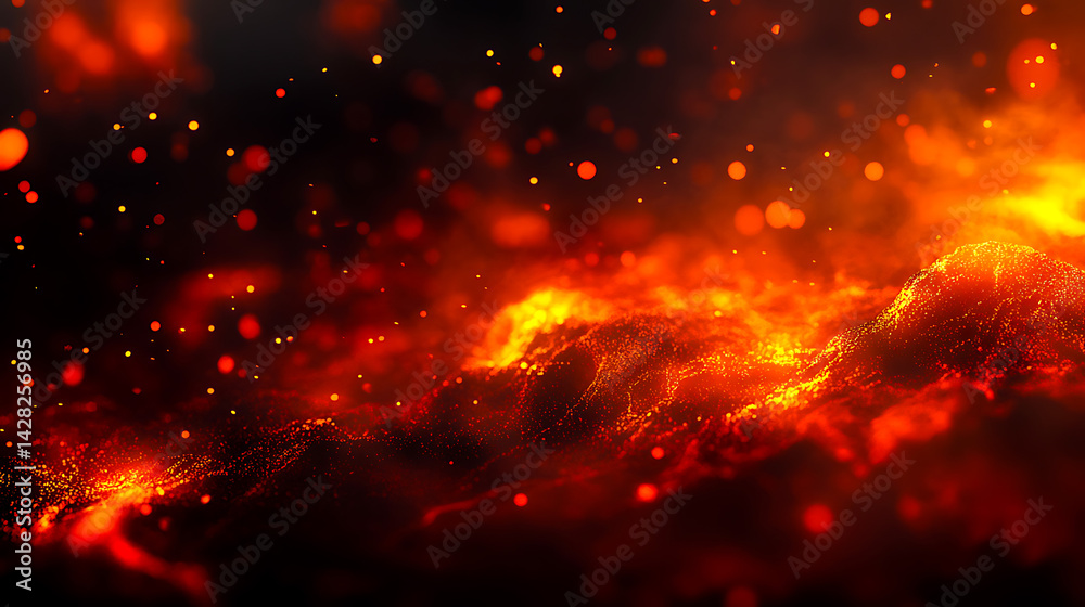 Fototapeta premium Fiery Embers and Sparks Abstract Fire bokeh background