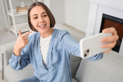 Young woman with dental bra...