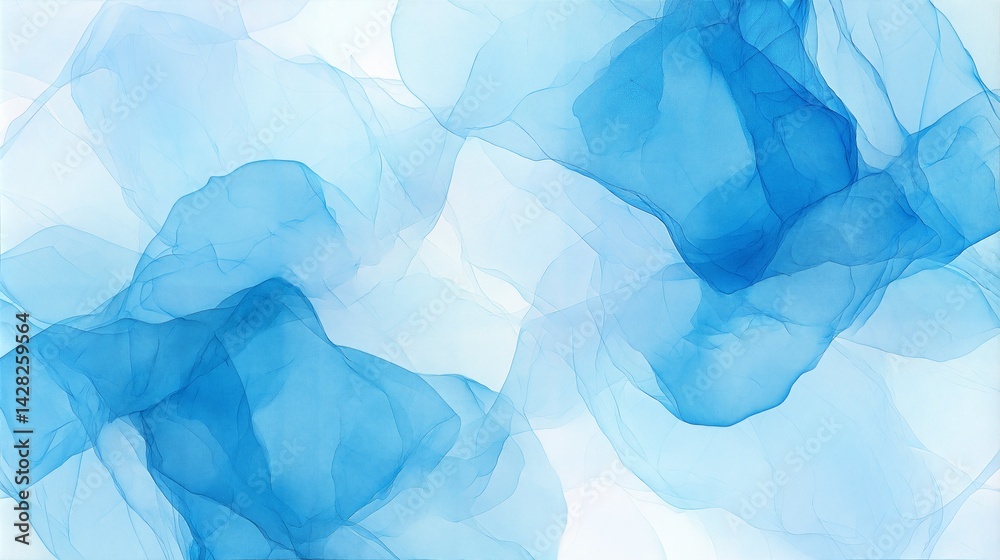 Obraz premium Soft translucent abstract blue background with layered fabric-like textures and fluid organic shapes in gradient tones