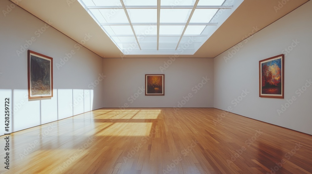 Fototapeta premium Empty gallery interior with paintings