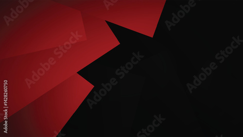 Dark abstract background with red and black layered geometric shapes in a modern sharp style ideal for designs