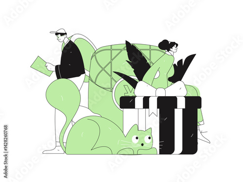 Use red envelopes to attract new customers and promote activity. Flat vector character concept illustration
