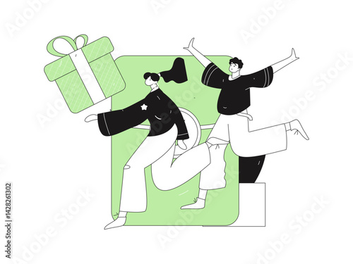 Use red envelopes to attract new customers and promote activity. Flat vector character concept illustration
