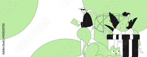 Use red envelopes to attract new customers and promote activity. Flat vector character concept illustration
