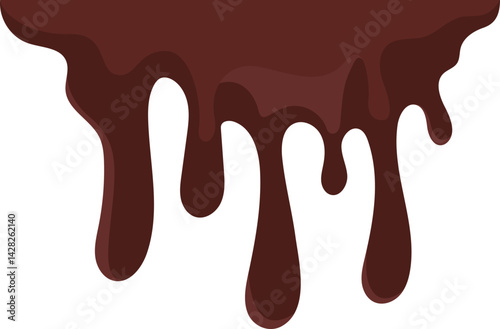 Melted chocolate dripping for corner, border, background illustration