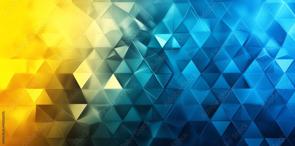 Fototapeta premium Abstract Geometric Background with Blue and Yellow Triangles