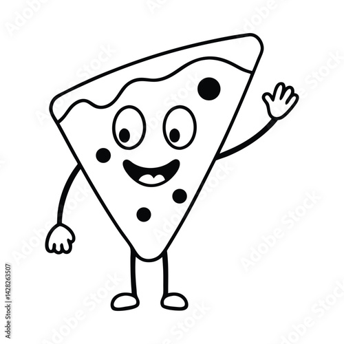 Cheerful Cartoon Pizza Slice with Pepperoni