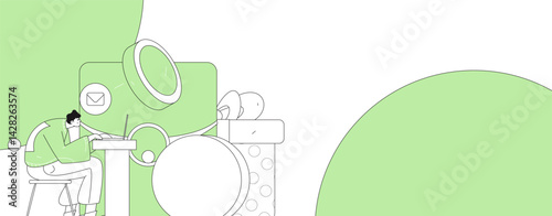 Use red envelopes to attract new customers and promote activity. Flat vector character concept illustration
