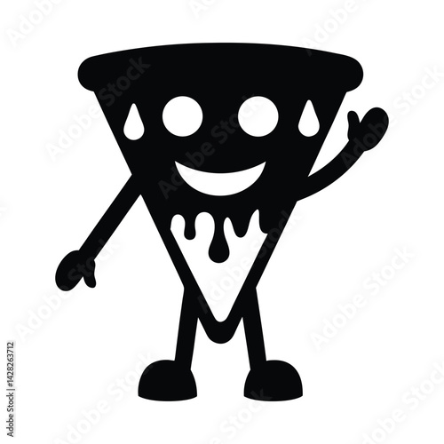 Cheerful Cartoon Pizza Slice with Pepperoni