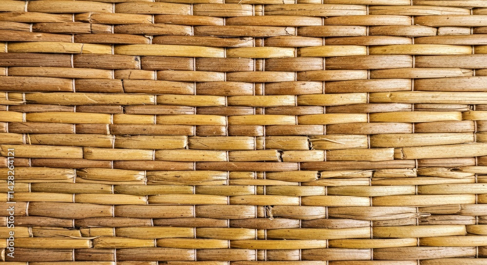 Obraz premium Woven Palm Mat Petate Texture Natural Beige Brown Tones Traditional Mexican Material Background