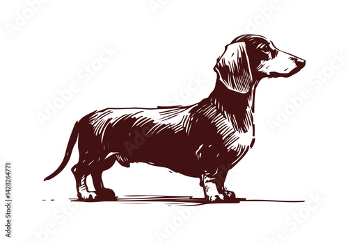 Dachshund Dog Hand Drawn Illustration Sketch Vector Isolated by AZ for Books, Arts, Design and Decoration Graphic Asset