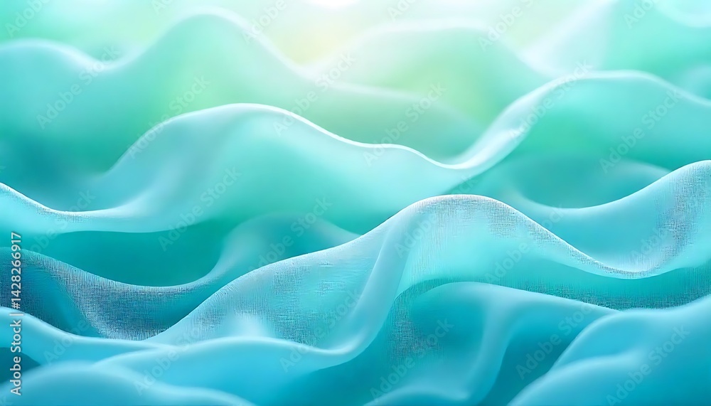 Fototapeta premium serene wavy abstract background filled with translucent fabric layers in vibrant sky blue
