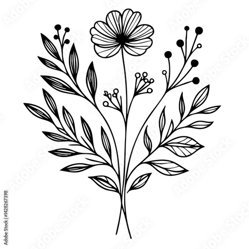 Minimalist Floral Line Art for Wedding Invitations