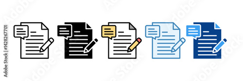 Speech Writing  Icon Set Multiple Style Collection