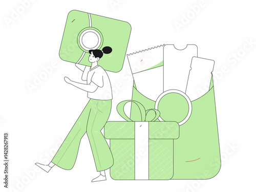 Use red envelopes to attract new customers and promote activity. Flat vector character concept illustration
