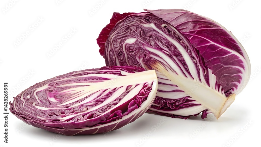Fototapeta premium purple cabbage, cross-section, vibrant colors, detailed texture