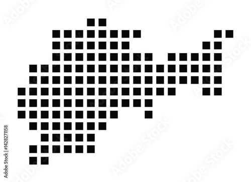 Symbol Map of the City Bad Hersfeld (Germany) showing the city with a pattern of just a few black squares