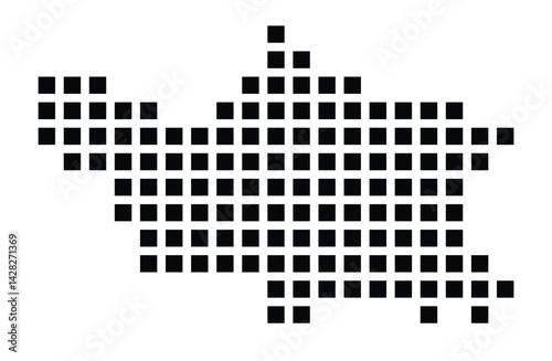 Symbol Map of the City Baunatal (Germany) showing the city with a pattern of just a few black squares