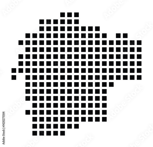 Symbol Map of the City Delitzsch (Germany) showing the city with a pattern of just a few black squares