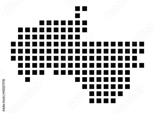 Symbol Map of the City Ellwangen (Jagst) (Germany) showing the city with a pattern of just a few black squares