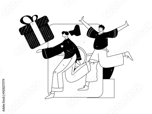 Use red envelopes to attract new customers and promote activity. Flat vector character concept illustration
