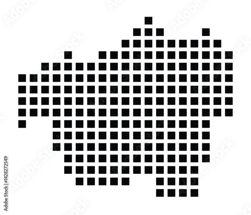 Symbol Map of the City Jülich (Germany) showing the city with a pattern of just a few black squares