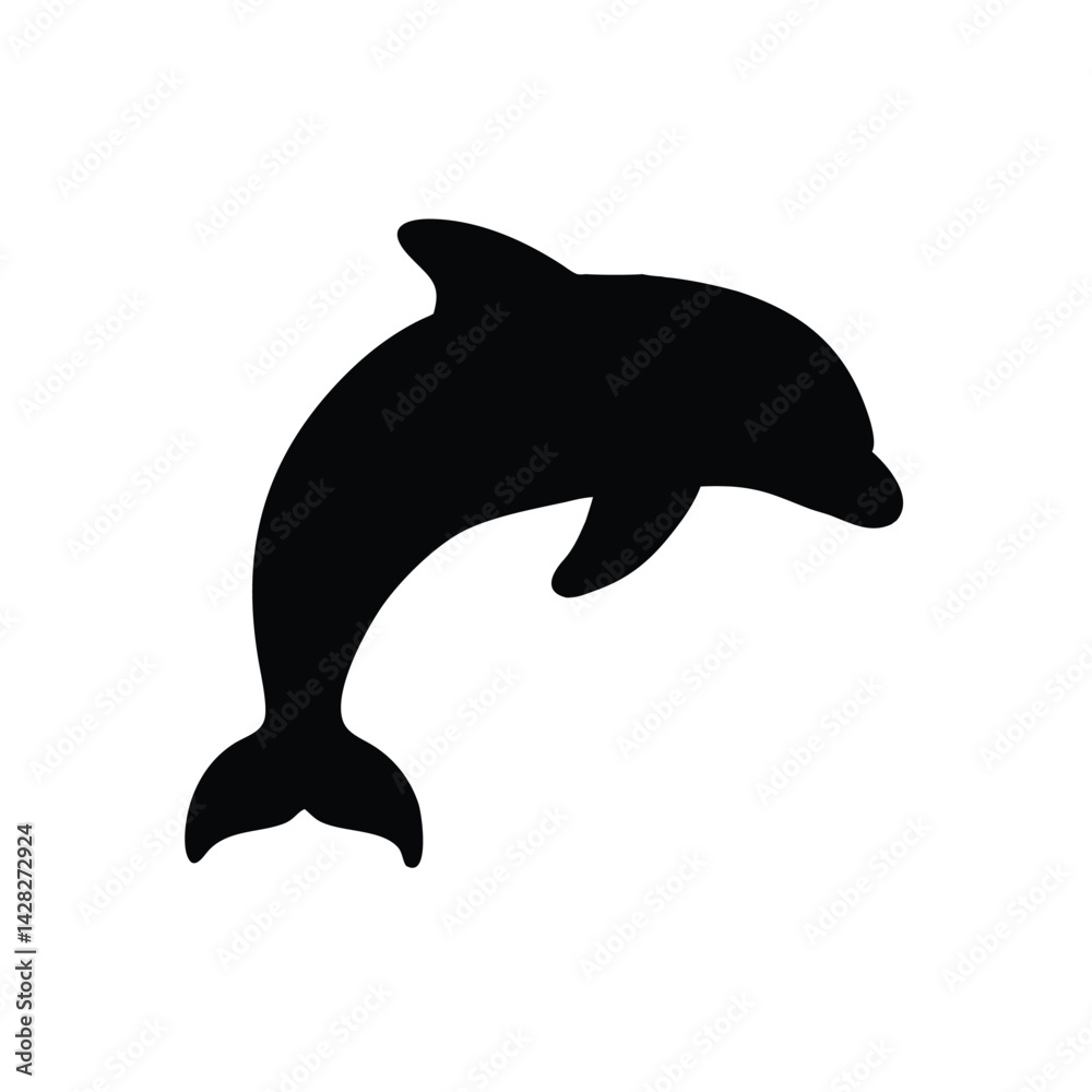 Minimal Dolphin Silhouette – Simple Marine Animal Vector Illustration Minimal Dolphin Silhouette – Simple Marine Animal Vector Illustration