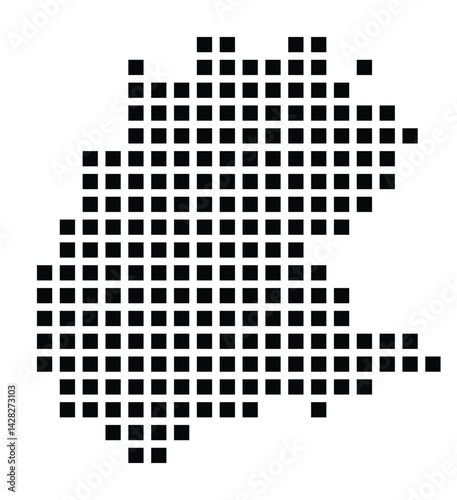 Symbol Map of the City Nienburg (Weser) (Germany) showing the city with a pattern of just a few black squares