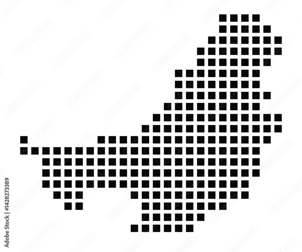 Fototapeta premium Symbol Map of the City Petershagen (Germany) showing the city with a pattern of just a few black squares