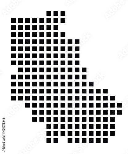 Symbol Map of the City Oer-Erkenschwick (Germany) showing the city with a pattern of just a few black squares