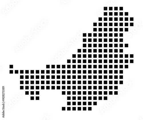 Symbol Map of the City Petershagen (Germany) showing the city with a pattern of just a few black squares