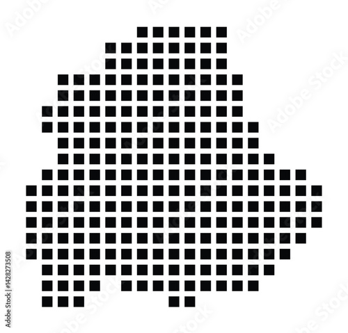 Symbol Map of the City Pfungstadt (Germany) showing the city with a pattern of just a few black squares