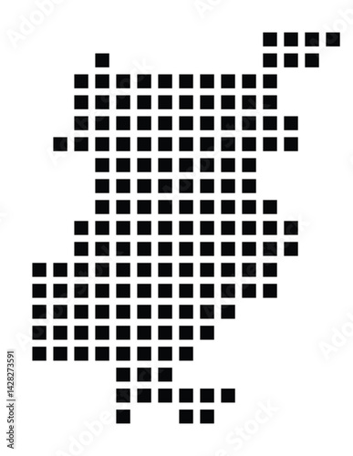 Symbol Map of the City Rheinbach (Germany) showing the city with a pattern of just a few black squares
