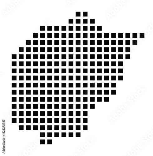 Symbol Map of the City Rösrath (Germany) showing the city with a pattern of just a few black squares