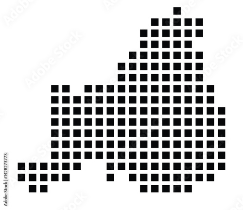 Symbol Map of the City Rödermark (Germany) showing the city with a pattern of just a few black squares