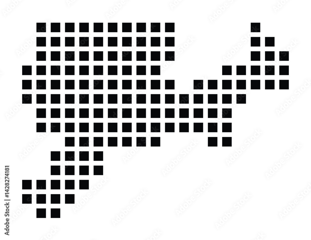 Symbol Map of the City Strausberg (Germany) showing the city with a pattern of just a few black squares Symbol Map of the City Strausberg (Germany) showing the city with a pattern of just a few black squares