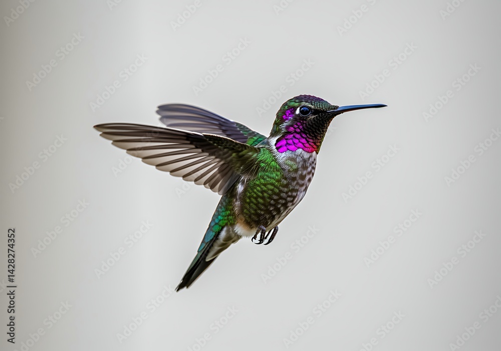 Fototapeta premium Colorful Hummingbird in Mid Flight with Vibrant Plumage