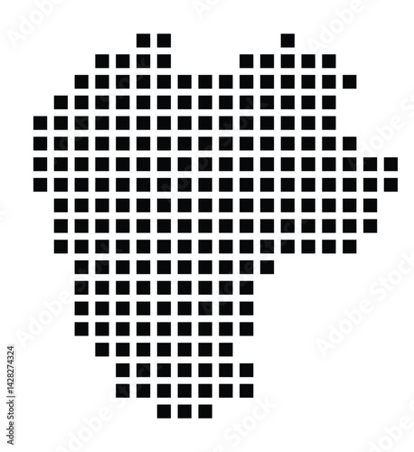 Symbol Map of the City Vaterstetten (Germany) showing the city with a pattern of just a few black squares